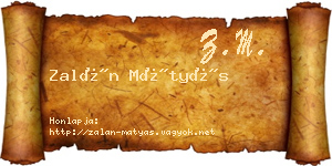 Zalán Mátyás névjegykártya